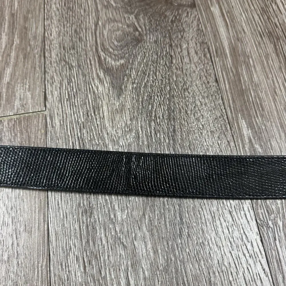 Mens genuine lizard exotic Belt black 38 made spain mezlan nickel buckle loops